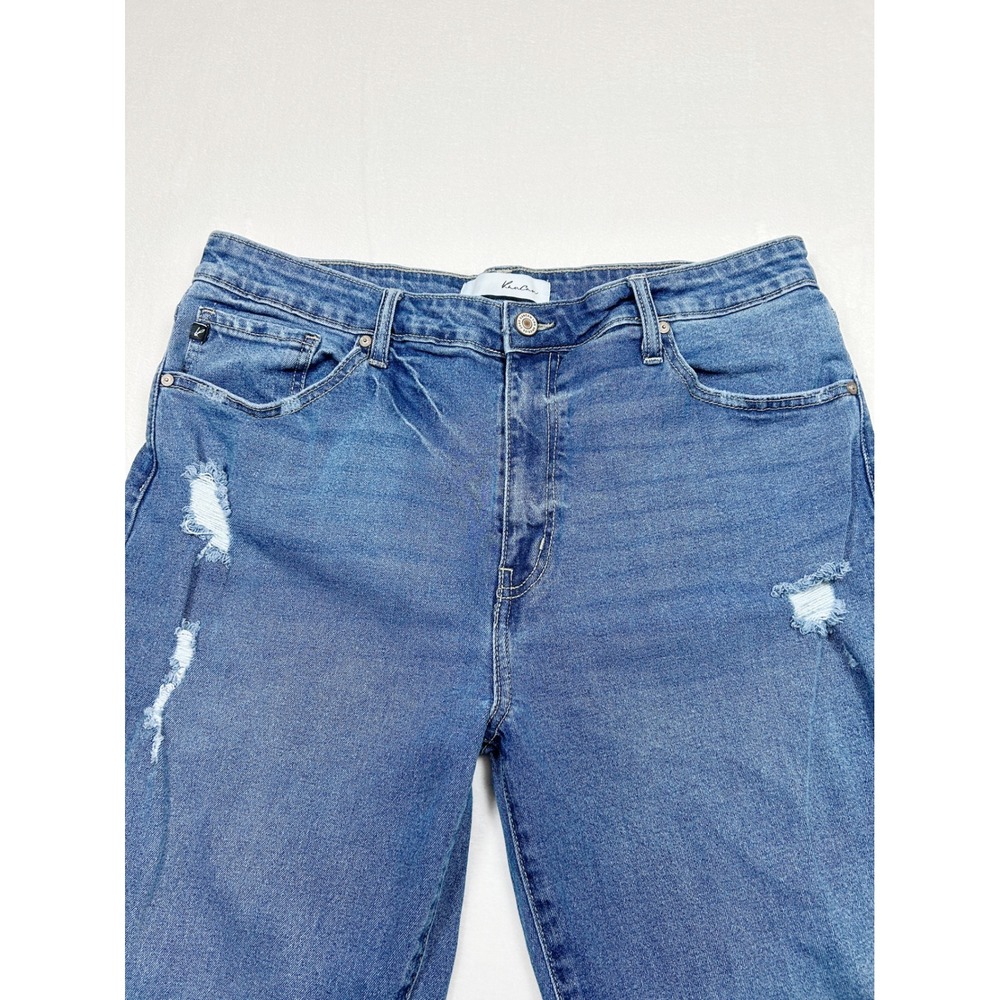 KanCan Distressed Wide Leg Jeans Medium Wash Raw Hem 15/31